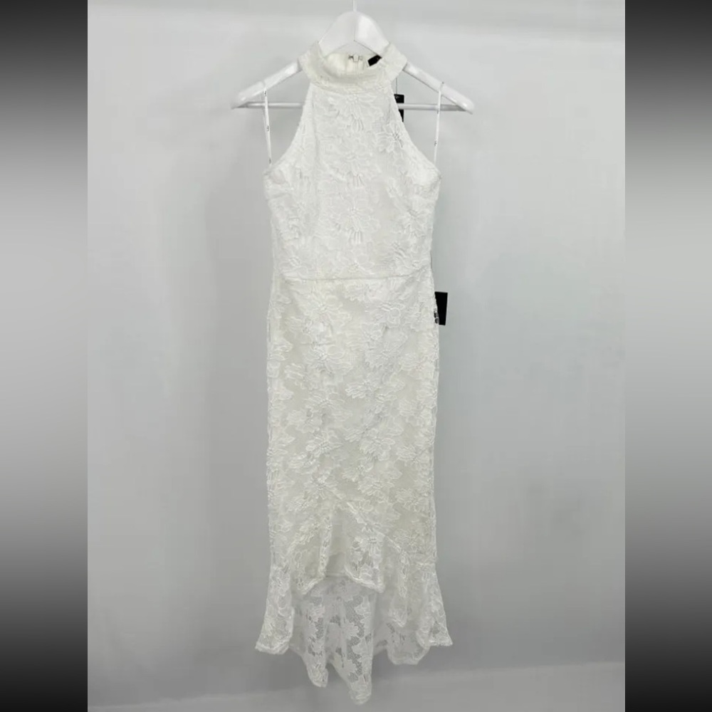 All the Charm White Lace Sleeveless High-Low Dress Size M